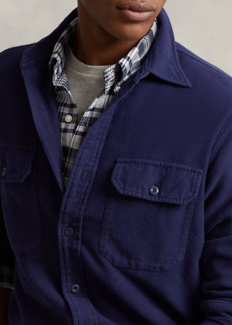 Men Ralph Lauren Classic Fit Chamois Workshirt 4DJ2130 Newport Navy