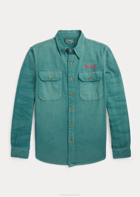 Men Ralph Lauren Classic Fit Denim Workshirt 4DJ28525 Lorain Emb