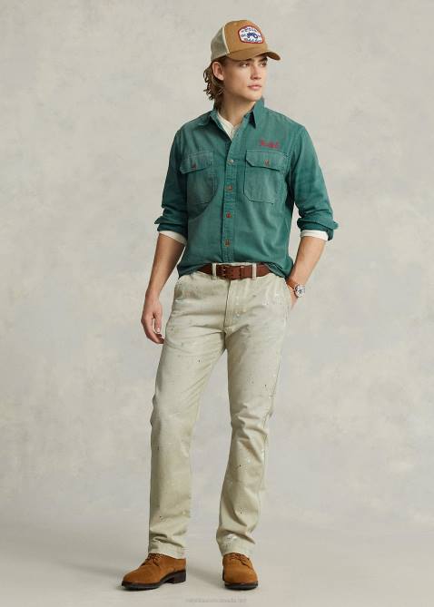 Men Ralph Lauren Classic Fit Denim Workshirt 4DJ28525 Lorain Emb