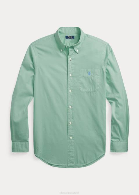 Men Ralph Lauren Classic Fit Featherweight Twill Shirt 4DJ2802 Faded Mint