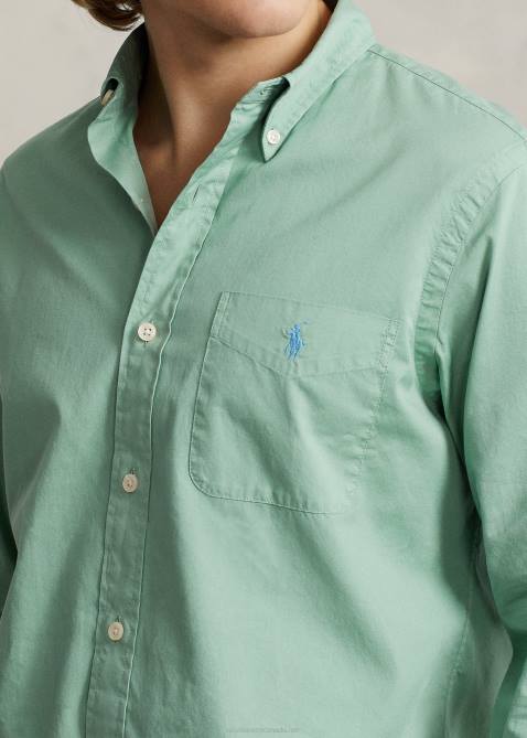 Men Ralph Lauren Classic Fit Featherweight Twill Shirt 4DJ2802 Faded Mint