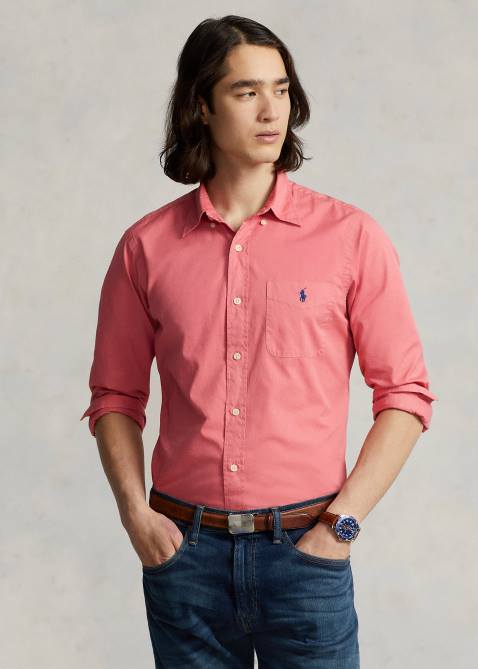 Men Ralph Lauren Classic Fit Featherweight Twill Shirt 4DJ2803 Desert Rose