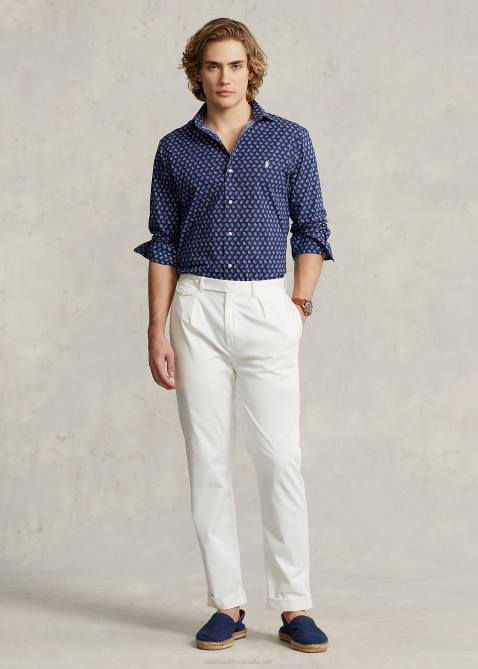 Men Ralph Lauren Classic Fit Foulard Stretch Poplin Shirt 4DJ21157 Gansett Foulard