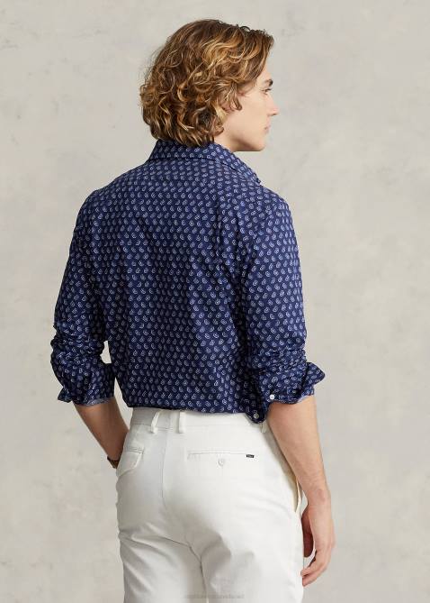 Men Ralph Lauren Classic Fit Foulard Stretch Poplin Shirt 4DJ21157 Gansett Foulard