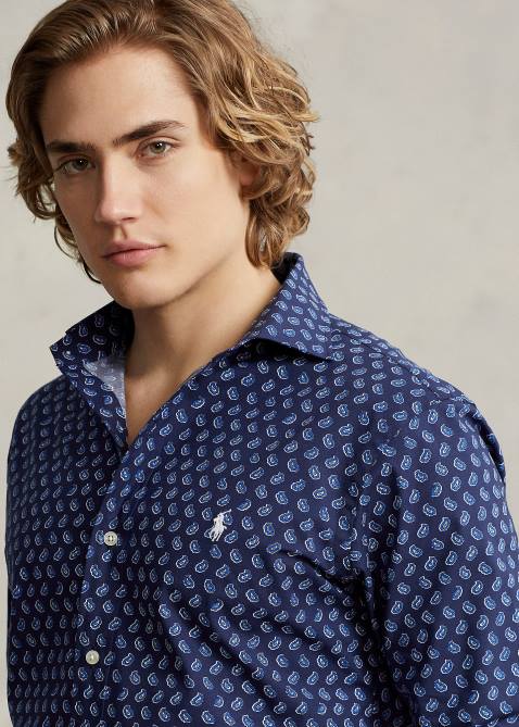 Men Ralph Lauren Classic Fit Foulard Stretch Poplin Shirt 4DJ21157 Gansett Foulard