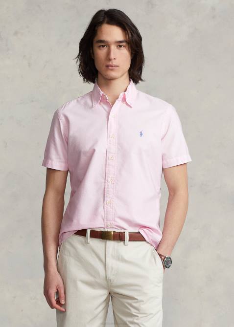 Men Ralph Lauren Classic Fit Garment-Dyed Oxford Shirt 4DJ2485 Carmel Pink