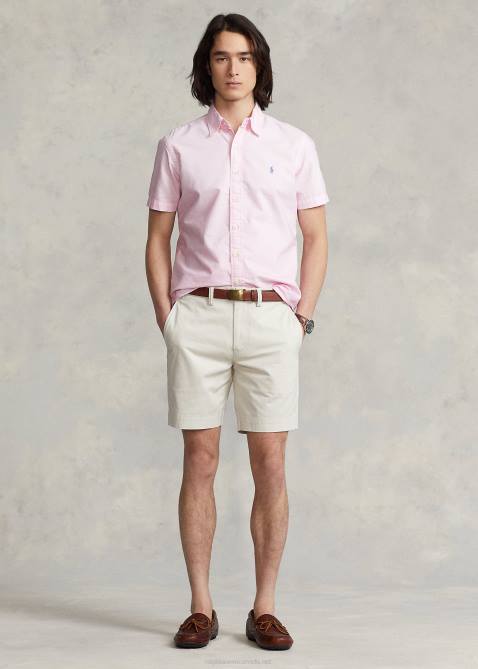 Men Ralph Lauren Classic Fit Garment-Dyed Oxford Shirt 4DJ2485 Carmel Pink