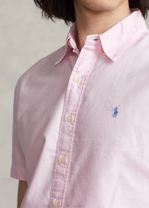 Men Ralph Lauren Classic Fit Garment-Dyed Oxford Shirt 4DJ2485 Carmel Pink