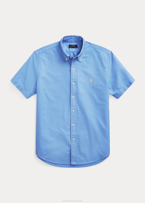 Men Ralph Lauren Classic Fit Garment-Dyed Oxford Shirt 4DJ2486 Harbor Island Blue