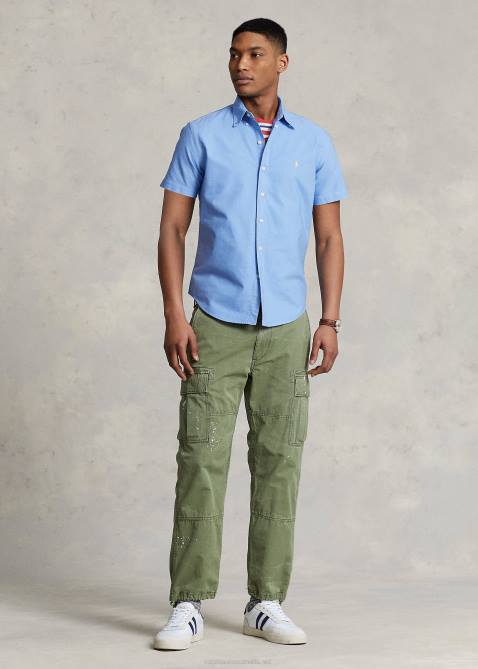 Men Ralph Lauren Classic Fit Garment-Dyed Oxford Shirt 4DJ2486 Harbor Island Blue