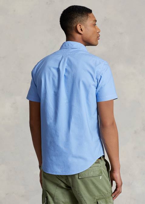 Men Ralph Lauren Classic Fit Garment-Dyed Oxford Shirt 4DJ2486 Harbor Island Blue