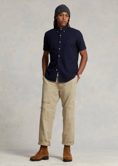 Men Ralph Lauren Classic Fit Garment-Dyed Oxford Shirt 4DJ2487 RL Navy