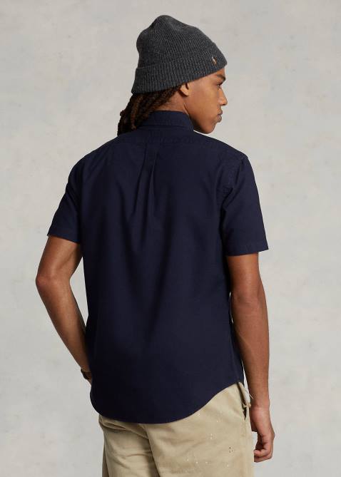 Men Ralph Lauren Classic Fit Garment-Dyed Oxford Shirt 4DJ2487 RL Navy