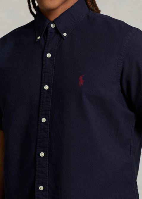 Men Ralph Lauren Classic Fit Garment-Dyed Oxford Shirt 4DJ2487 RL Navy