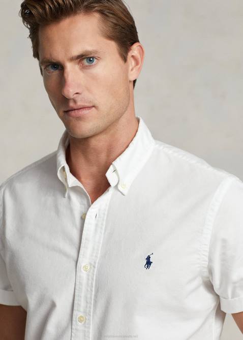 Men Ralph Lauren Classic Fit Garment-Dyed Oxford Shirt 4DJ2488 White