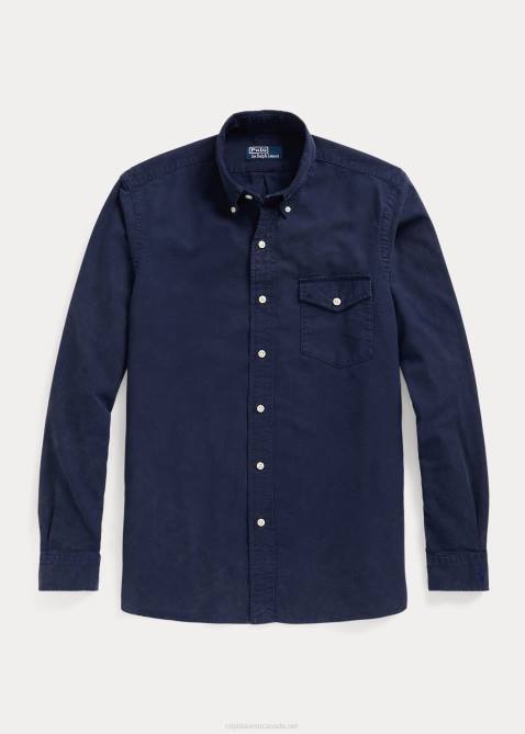 Men Ralph Lauren Classic Fit Garment-Dyed Oxford Shirt 4DJ2974 Newport Navy