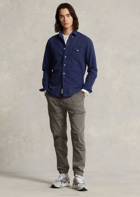 Men Ralph Lauren Classic Fit Garment-Dyed Oxford Shirt 4DJ2974 Newport Navy