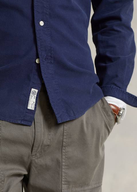 Men Ralph Lauren Classic Fit Garment-Dyed Oxford Shirt 4DJ2974 Newport Navy