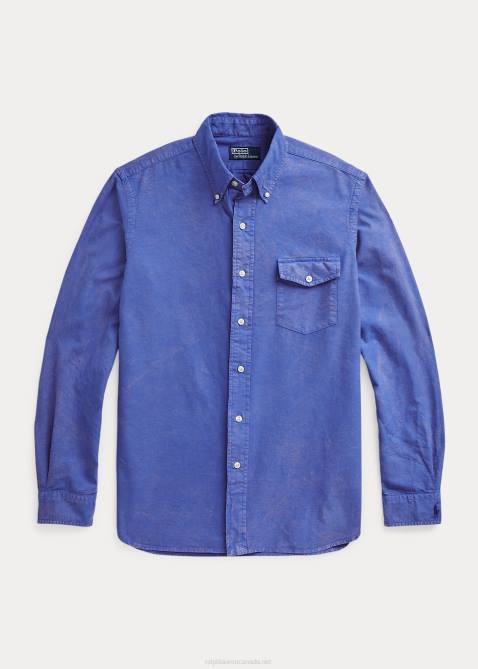 Men Ralph Lauren Classic Fit Garment-Dyed Oxford Shirt 4DJ2975 Indigo Sky