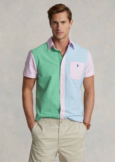 Men Ralph Lauren Classic Fit Gingham Fun Shirt 4DJ2894 Gingham Funshirt