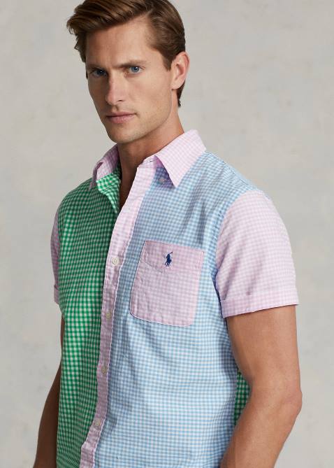 Men Ralph Lauren Classic Fit Gingham Fun Shirt 4DJ2894 Gingham Funshirt