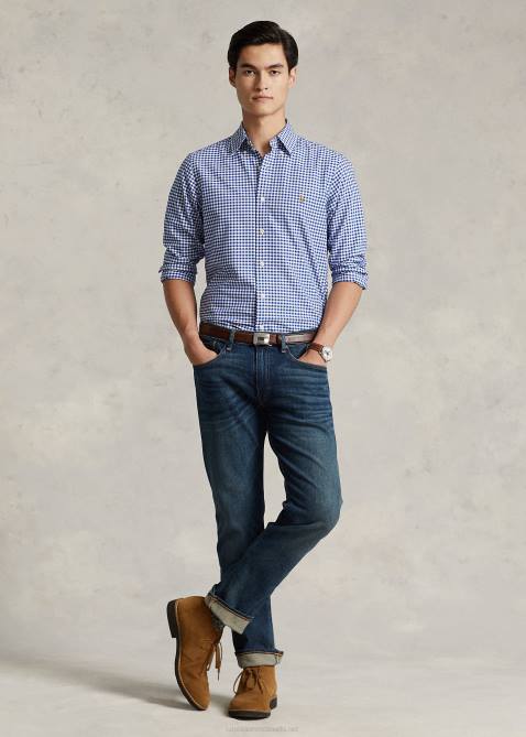 Men Ralph Lauren Classic Fit Gingham Oxford Shirt 4DJ21111 Royal/White