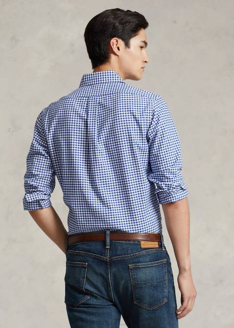 Men Ralph Lauren Classic Fit Gingham Oxford Shirt 4DJ21111 Royal/White