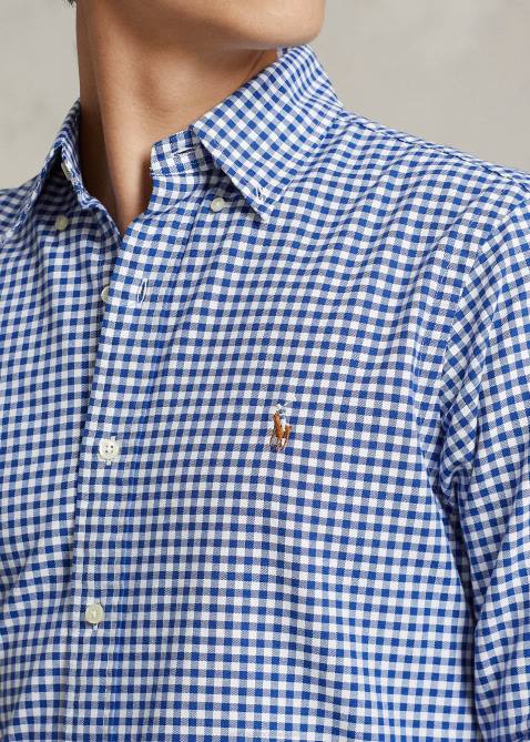 Men Ralph Lauren Classic Fit Gingham Oxford Shirt 4DJ21111 Royal/White