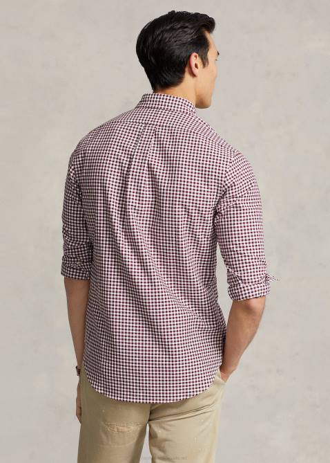 Men Ralph Lauren Classic Fit Gingham Oxford Shirt 4DJ21112 Wine/White