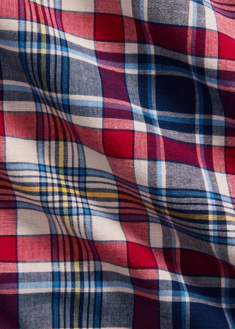 Men Ralph Lauren Classic Fit Indigo Madras Workshirt 4DJ28409 Red/Navy Multi