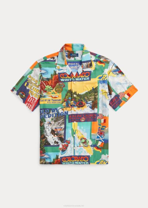 Men Ralph Lauren Classic Fit Kayak-Print Camp Shirt 4DJ2714 Kayak Expedition