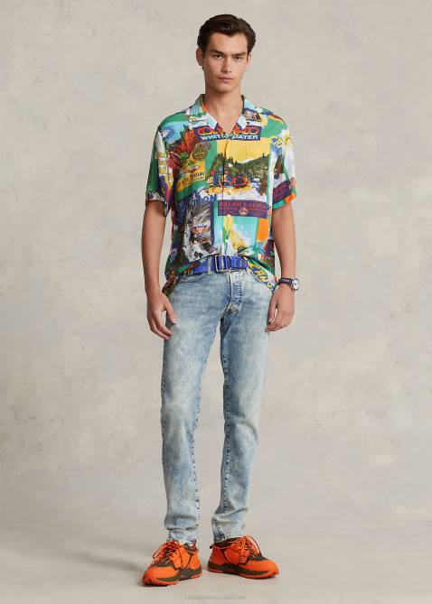 Men Ralph Lauren Classic Fit Kayak-Print Camp Shirt 4DJ2714 Kayak Expedition