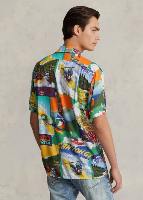 Men Ralph Lauren Classic Fit Kayak-Print Camp Shirt 4DJ2714 Kayak Expedition