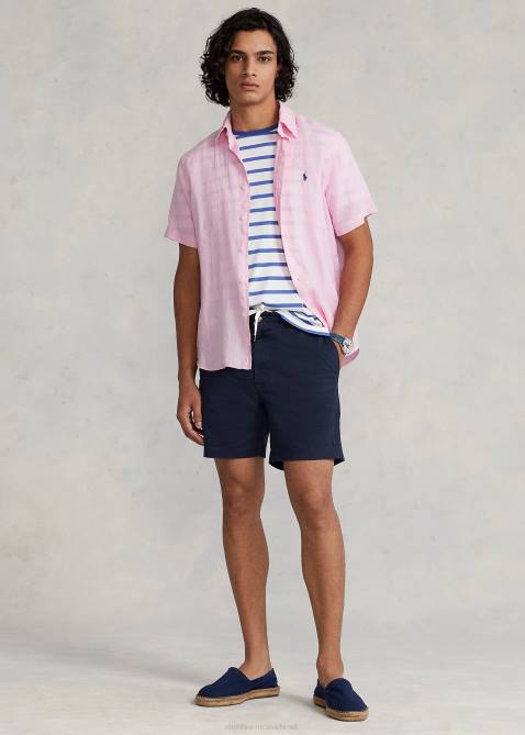 Men Ralph Lauren Classic Fit Linen Shirt 4DJ2516 Carmel Pink