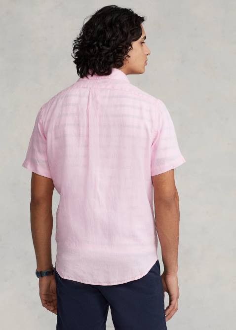 Men Ralph Lauren Classic Fit Linen Shirt 4DJ2516 Carmel Pink
