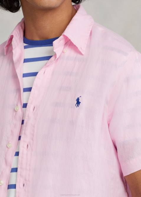 Men Ralph Lauren Classic Fit Linen Shirt 4DJ2516 Carmel Pink
