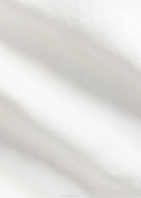 Men Ralph Lauren Classic Fit Linen-Silk Popover Shirt 4DJ2898 White