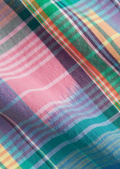 Men Ralph Lauren Classic Fit Madras Camp Shirt 4DJ21144 Pink/Royal Multi