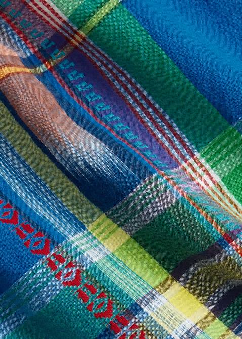 Men Ralph Lauren Classic Fit Madras Camp Shirt 4DJ2765 Royal/Orange Multi