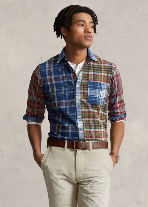 Men Ralph Lauren Classic Fit Madras Fun Shirt 4DJ2829 Bleeding Madras Funshirt