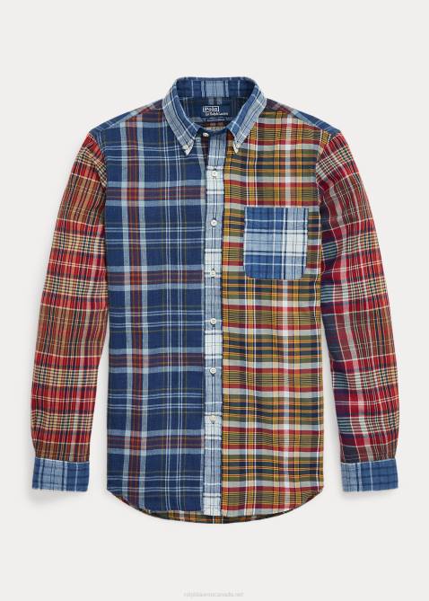 Men Ralph Lauren Classic Fit Madras Fun Shirt 4DJ2829 Bleeding Madras Funshirt