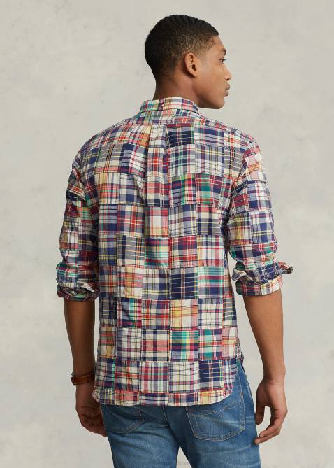 Men Ralph Lauren Classic Fit Madras Patchwork Shirt 4DJ28524 Madras Patchwork