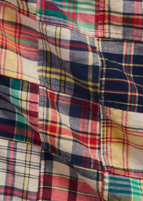 Men Ralph Lauren Classic Fit Madras Patchwork Shirt 4DJ28524 Madras Patchwork