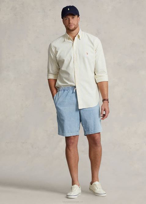 Men Ralph Lauren Classic Fit Oxford Shirt 4DJ21599 Yellow/Navy Multi