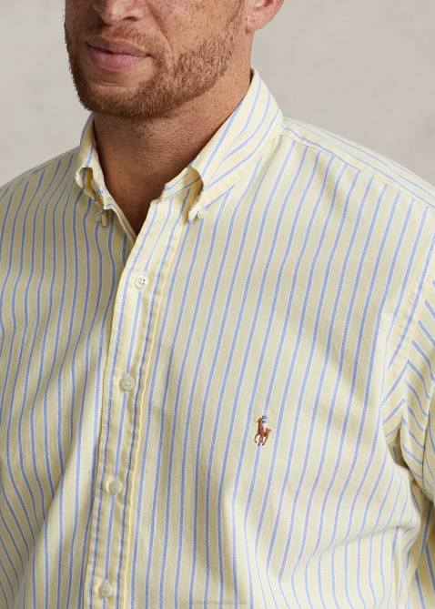 Men Ralph Lauren Classic Fit Oxford Shirt 4DJ21599 Yellow/Navy Multi