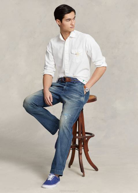 Men Ralph Lauren Classic Fit Paint-Splatter Oxford Shirt 4DJ2696 Preppy Paintsplatter