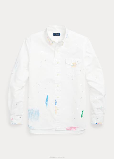 Men Ralph Lauren Classic Fit Paint-Splatter Oxford Shirt 4DJ2696 Preppy Paintsplatter