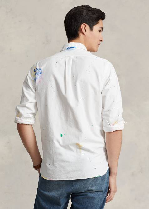 Men Ralph Lauren Classic Fit Paint-Splatter Oxford Shirt 4DJ2696 Preppy Paintsplatter
