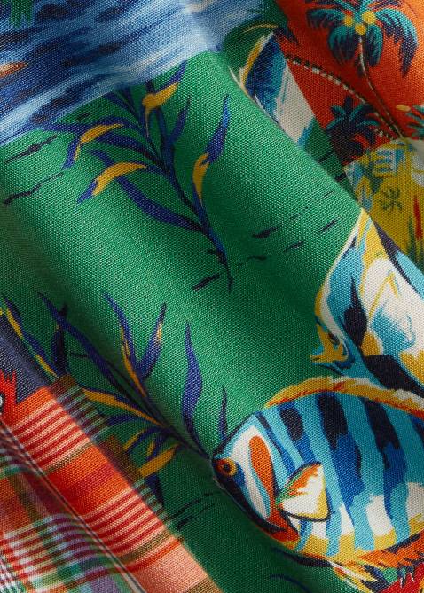 Men Ralph Lauren Classic Fit Patchwork Camp Shirt 4DJ21046 High Tide Patchwork