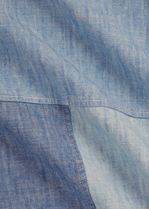 Men Ralph Lauren Classic Fit Patchwork Chambray Shirt 4DJ2957 Indigo